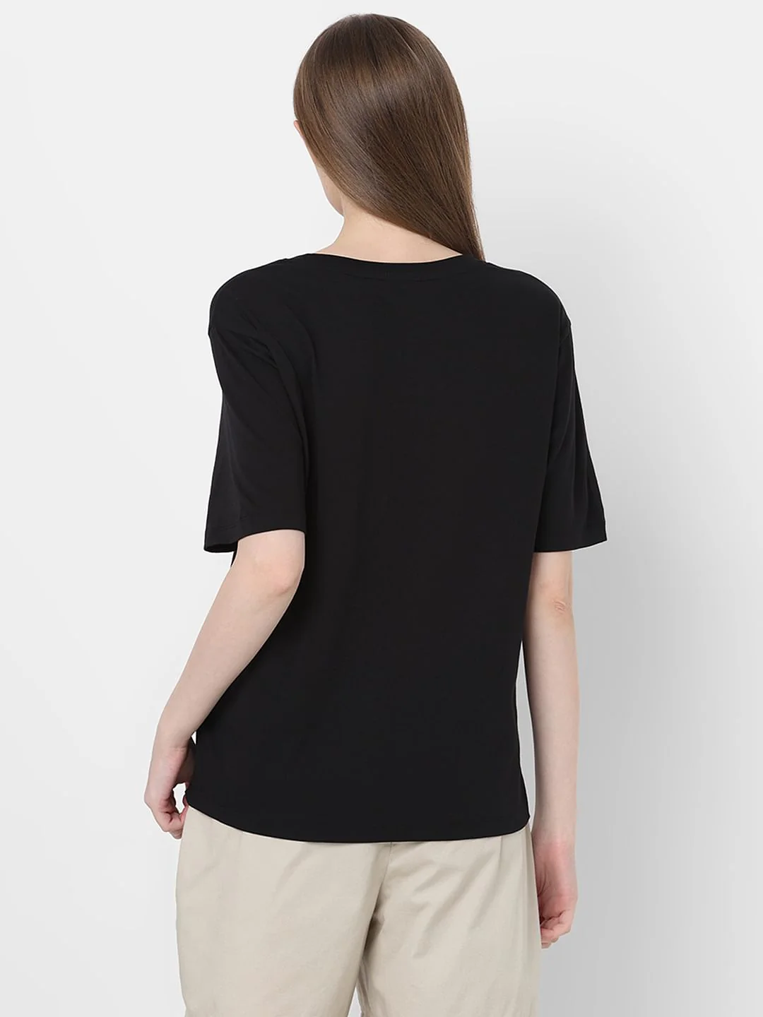 Black Embroidered Cotton T-Shirt - Image 4