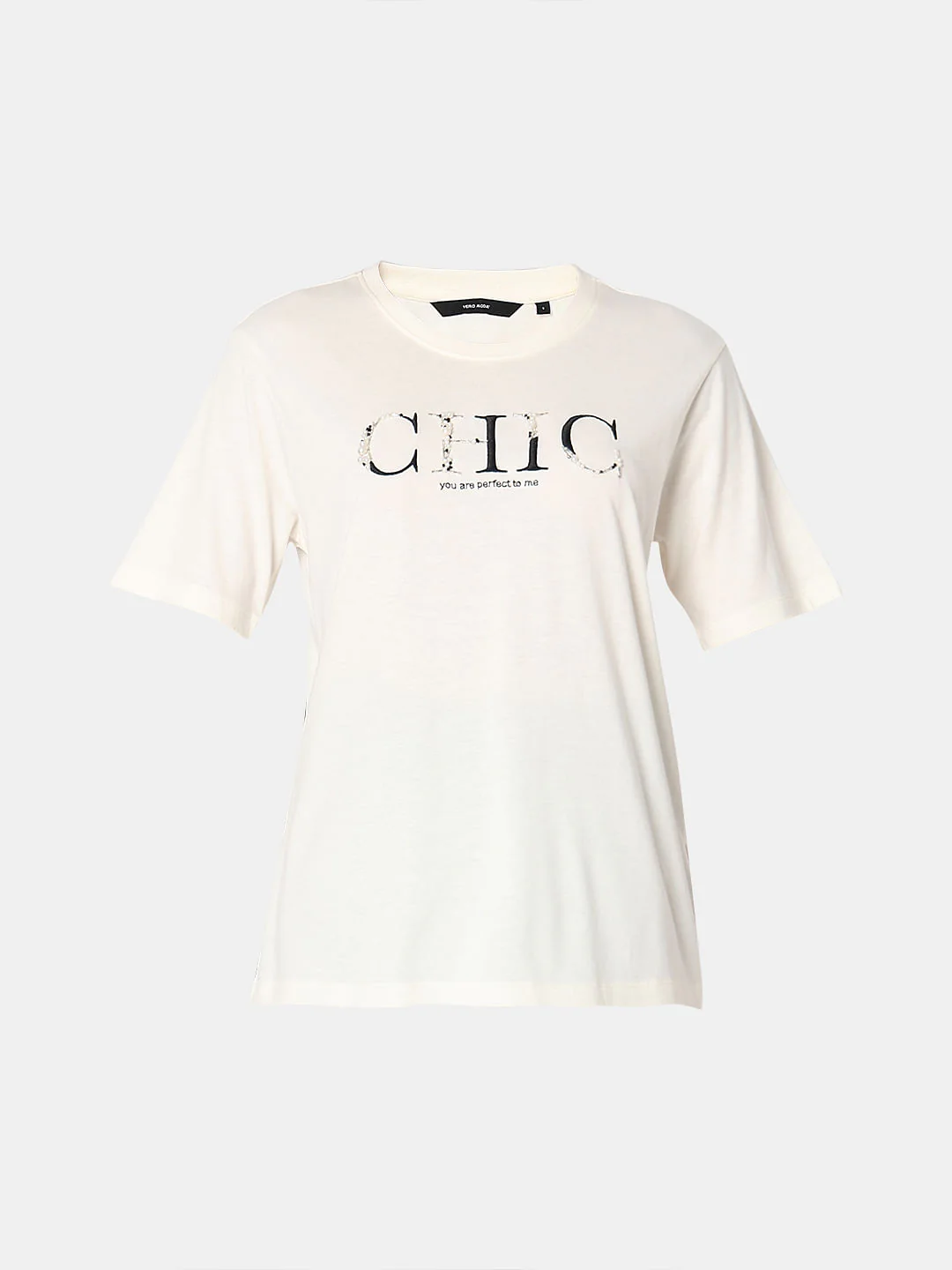 White Chic Text Print T-Shirt - Image 7