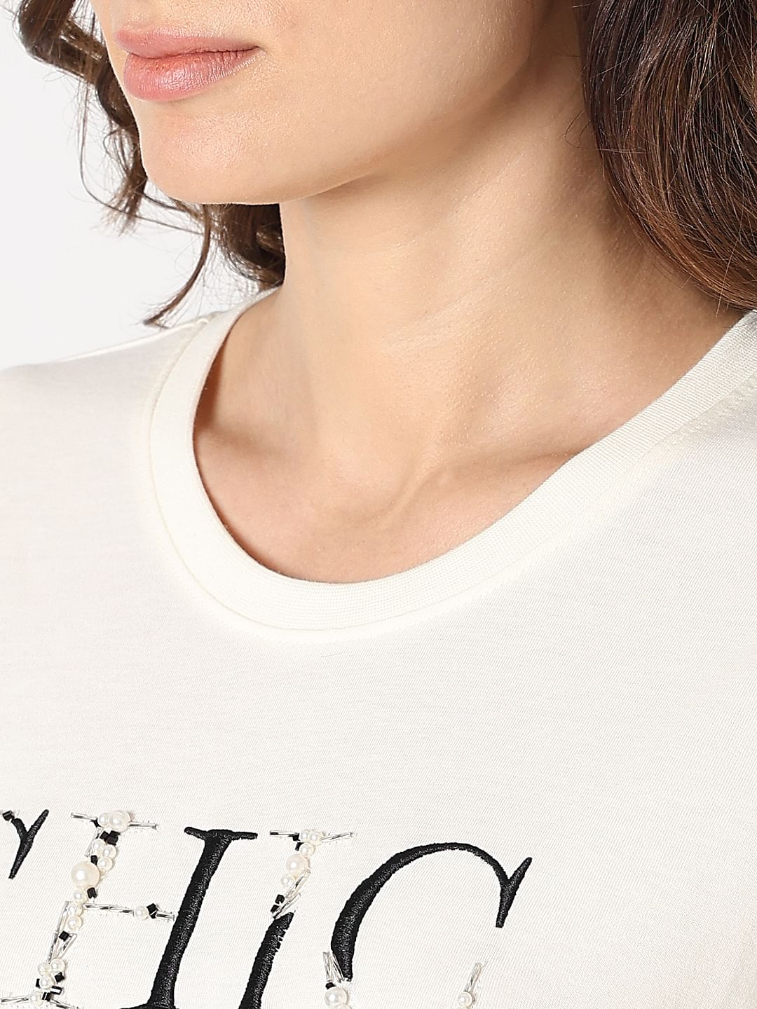 White Chic Text Print T-Shirt - Image 8