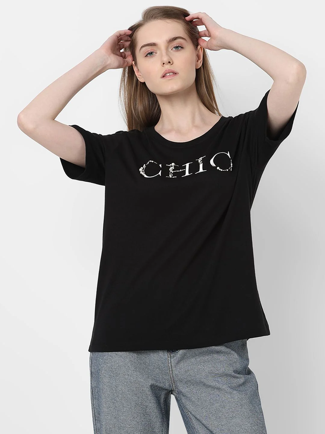 Black Pearl Embellished T-Shirt - Image 2