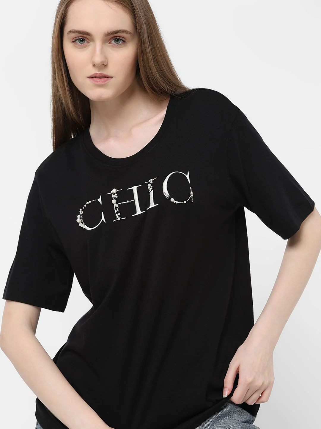 Black Pearl Embellished T-Shirt - Image 8