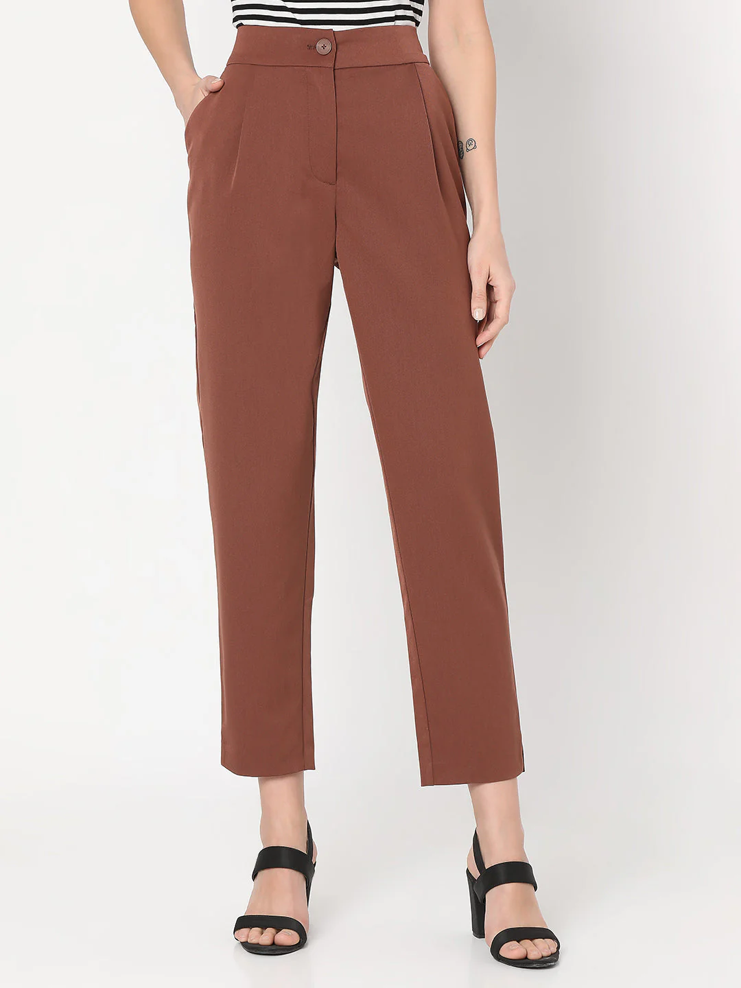 Brown High Rise Tailored Pants - Image 2