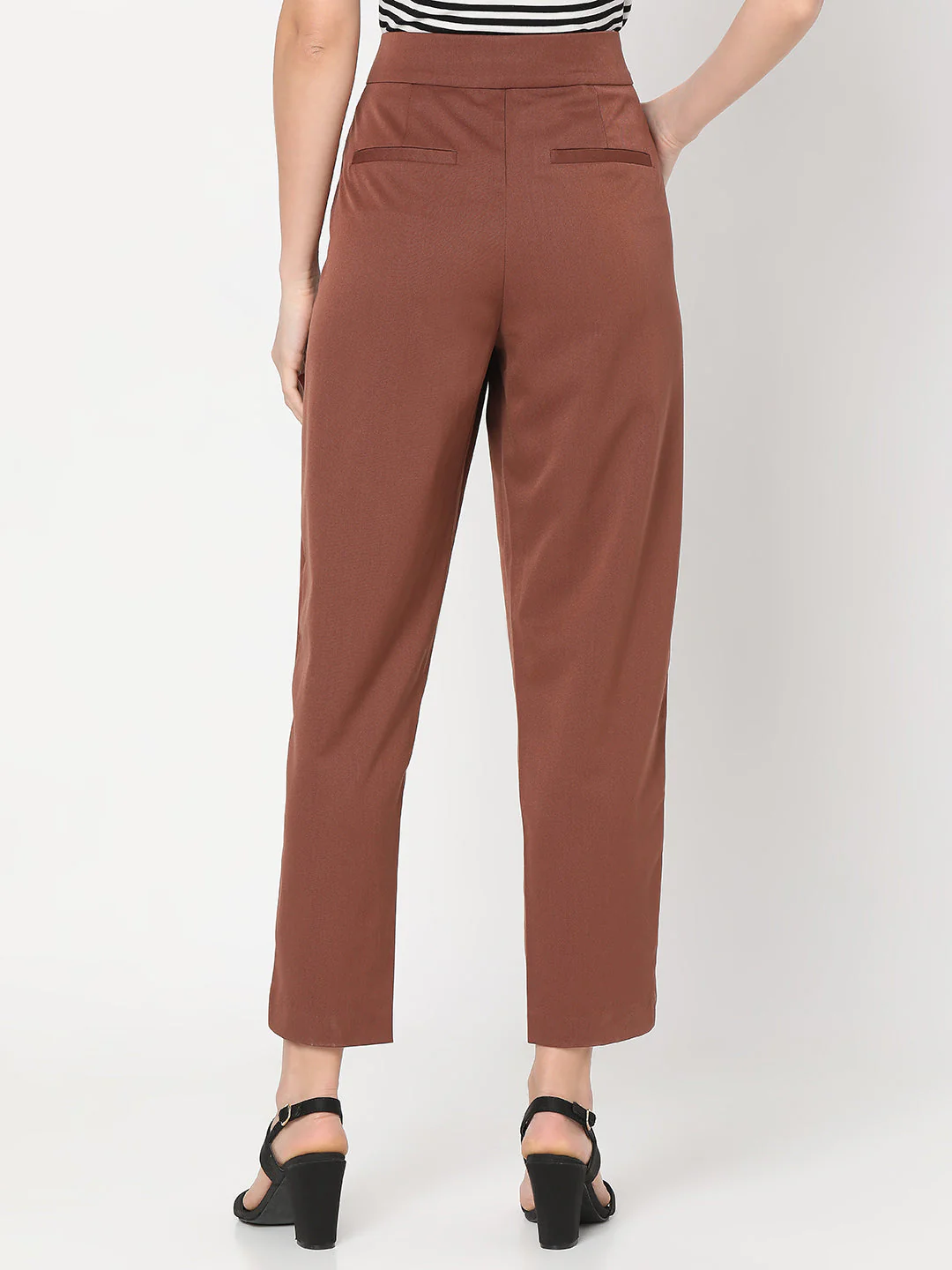 Brown High Rise Tailored Pants - Image 4