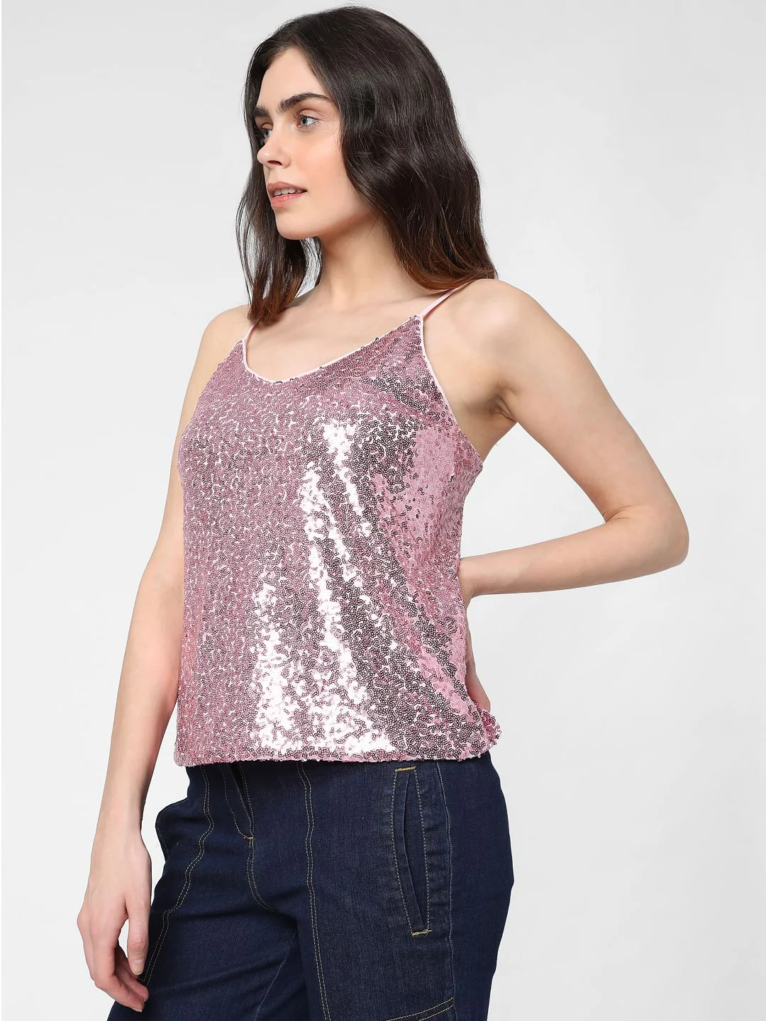 Pink Sequin Strappy Top - Image 3