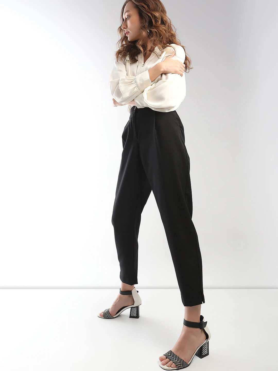 Black High Rise Tailored Pants