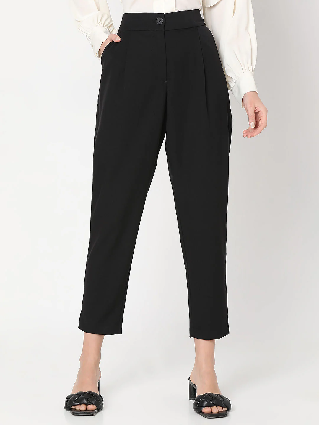 Black High Rise Tailored Pants - Image 2