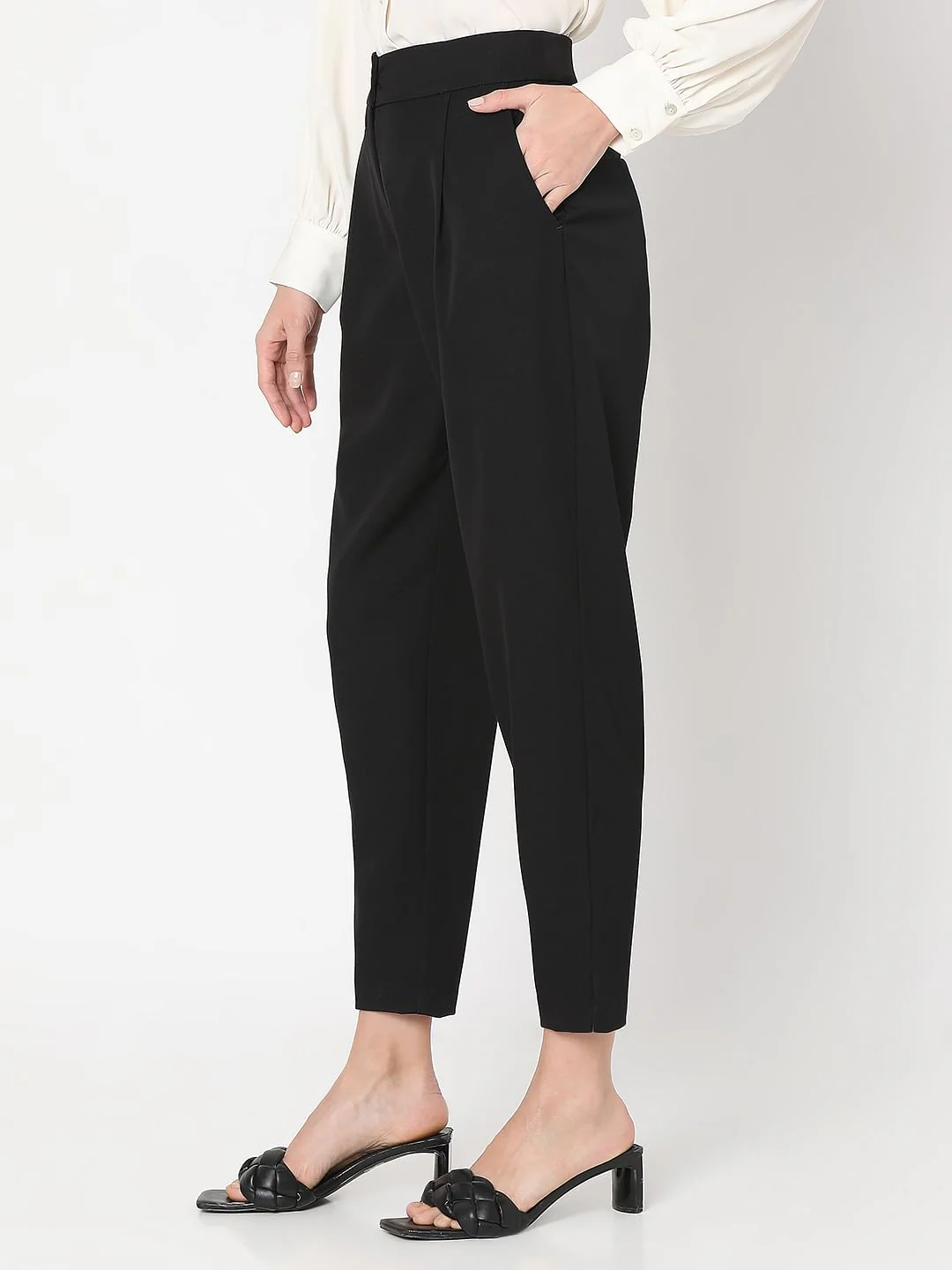 Black High Rise Tailored Pants - Image 3