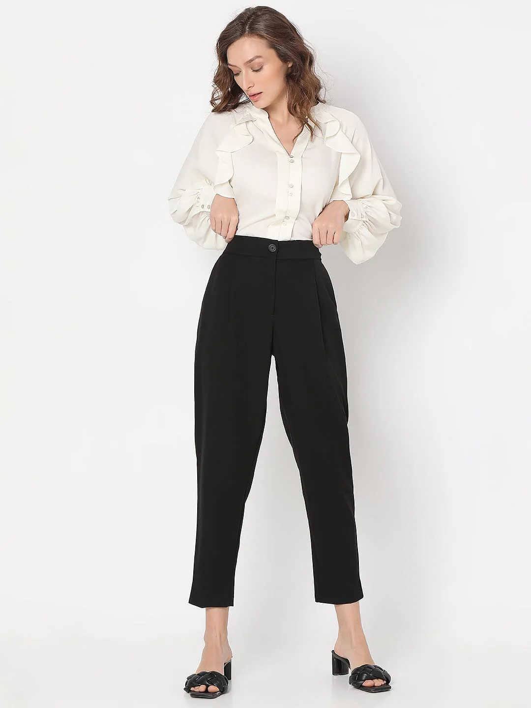 Black High Rise Tailored Pants - Image 5
