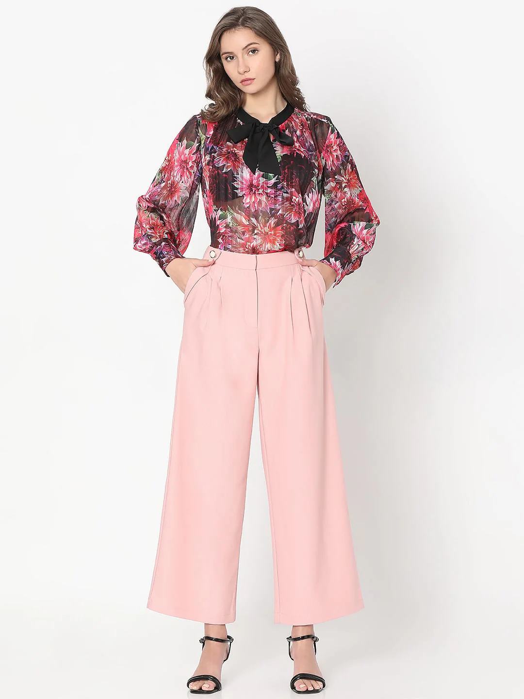 Pink Pearl Button Wide Leg Pants - Image 5