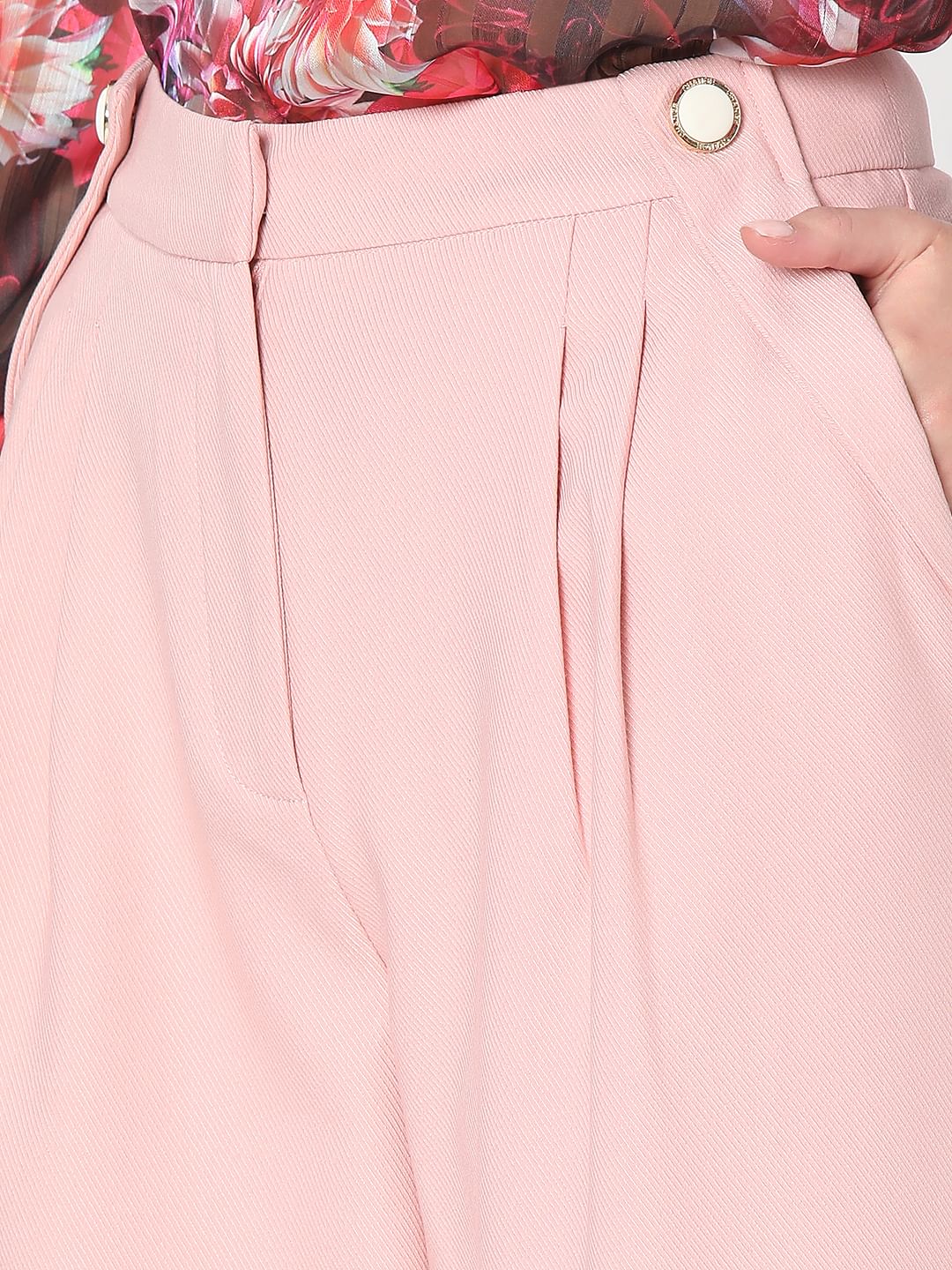 Pink Pearl Button Wide Leg Pants - Image 8