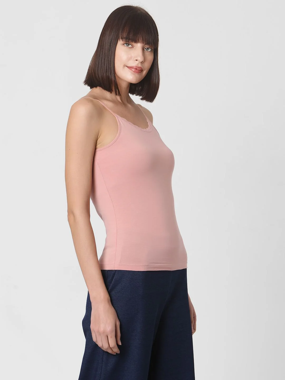 Pink Lace Trim Singlet - Image 2