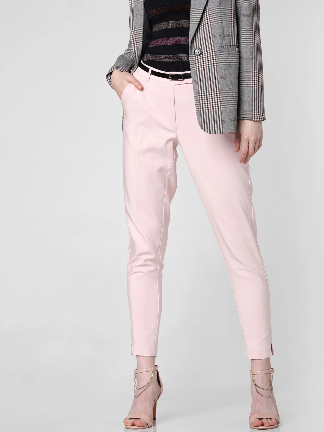 Pink Mid Rise Slim Trousers - Image 2