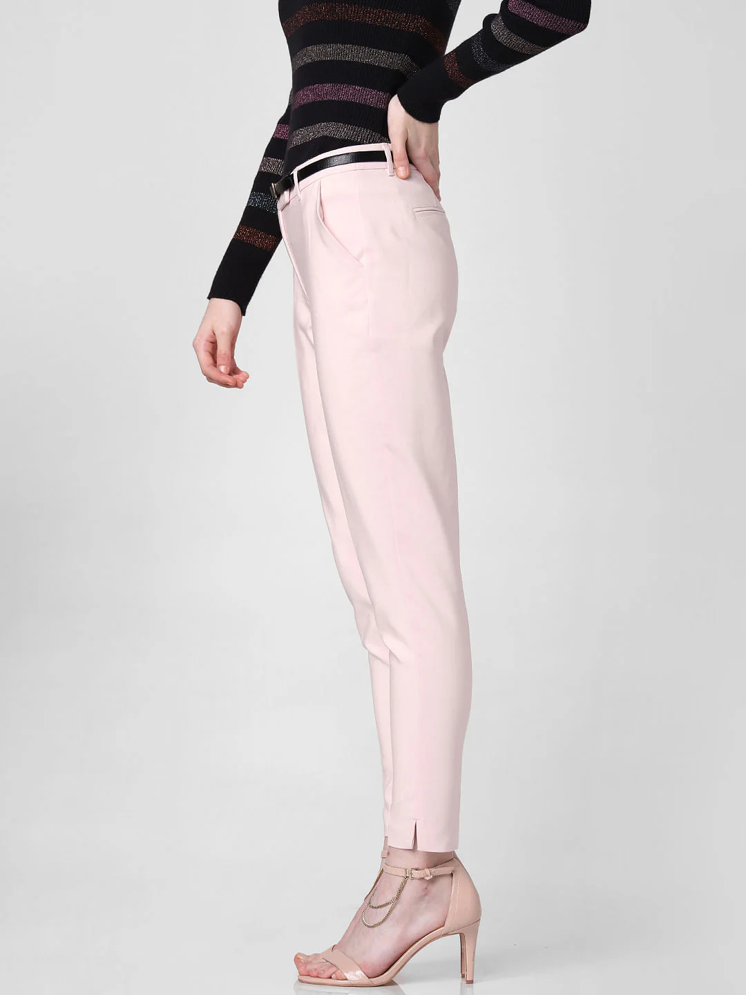 Pink Mid Rise Slim Trousers - Image 3