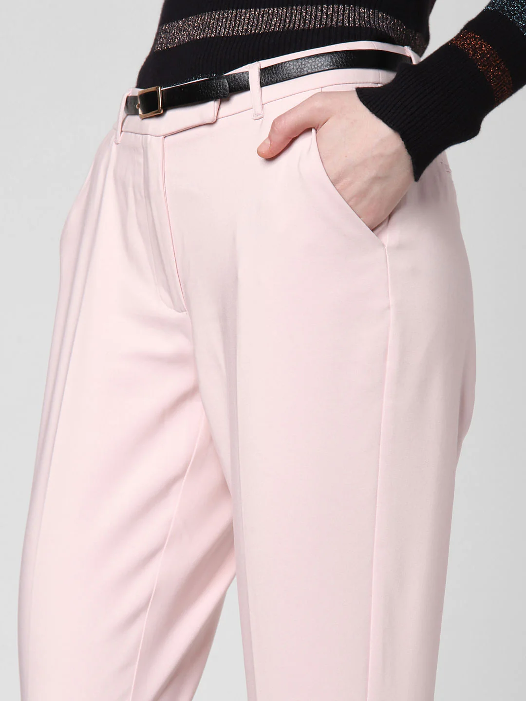 Pink Mid Rise Slim Trousers - Image 6