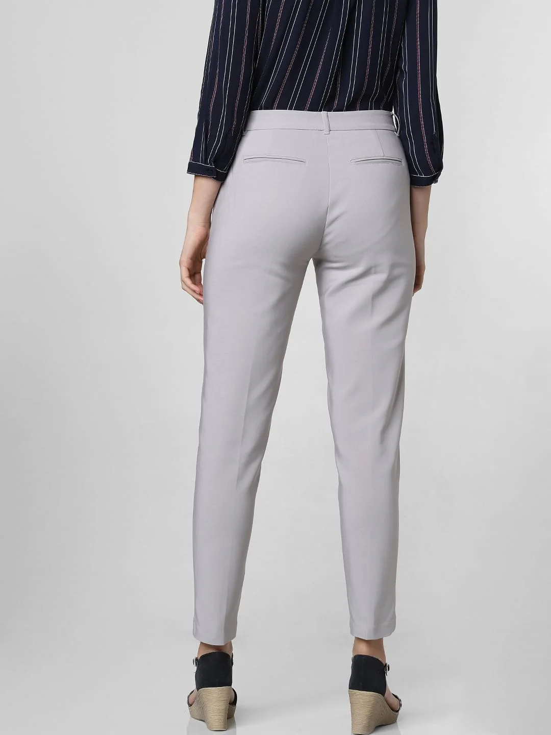 Grey Mid Rise Slim Trousers - Image 4