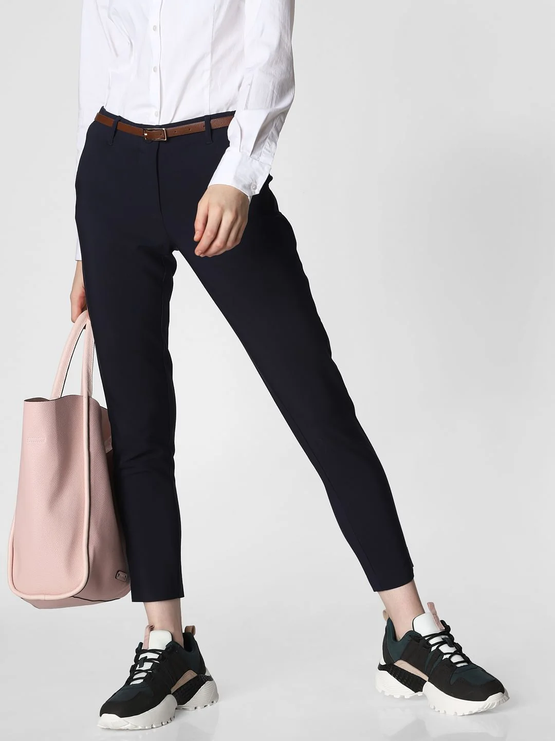 Navy Blue Mid Rise Chino Pants - Image 2
