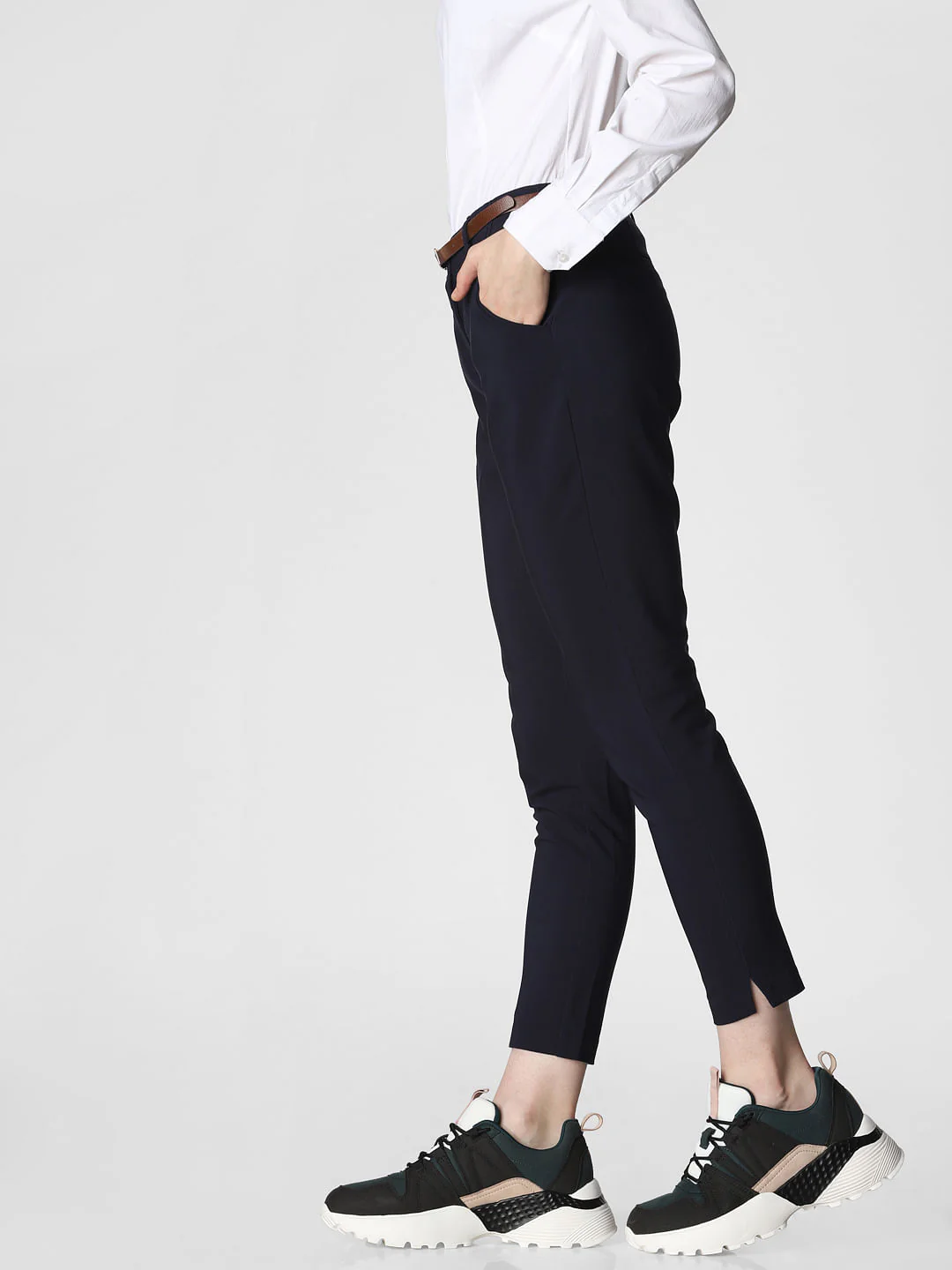 Navy Blue Mid Rise Chino Pants - Image 3