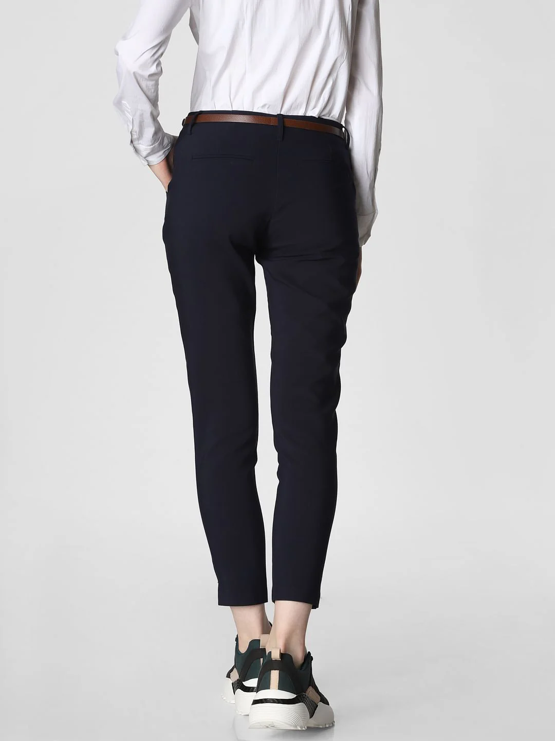 Navy Blue Mid Rise Chino Pants - Image 4