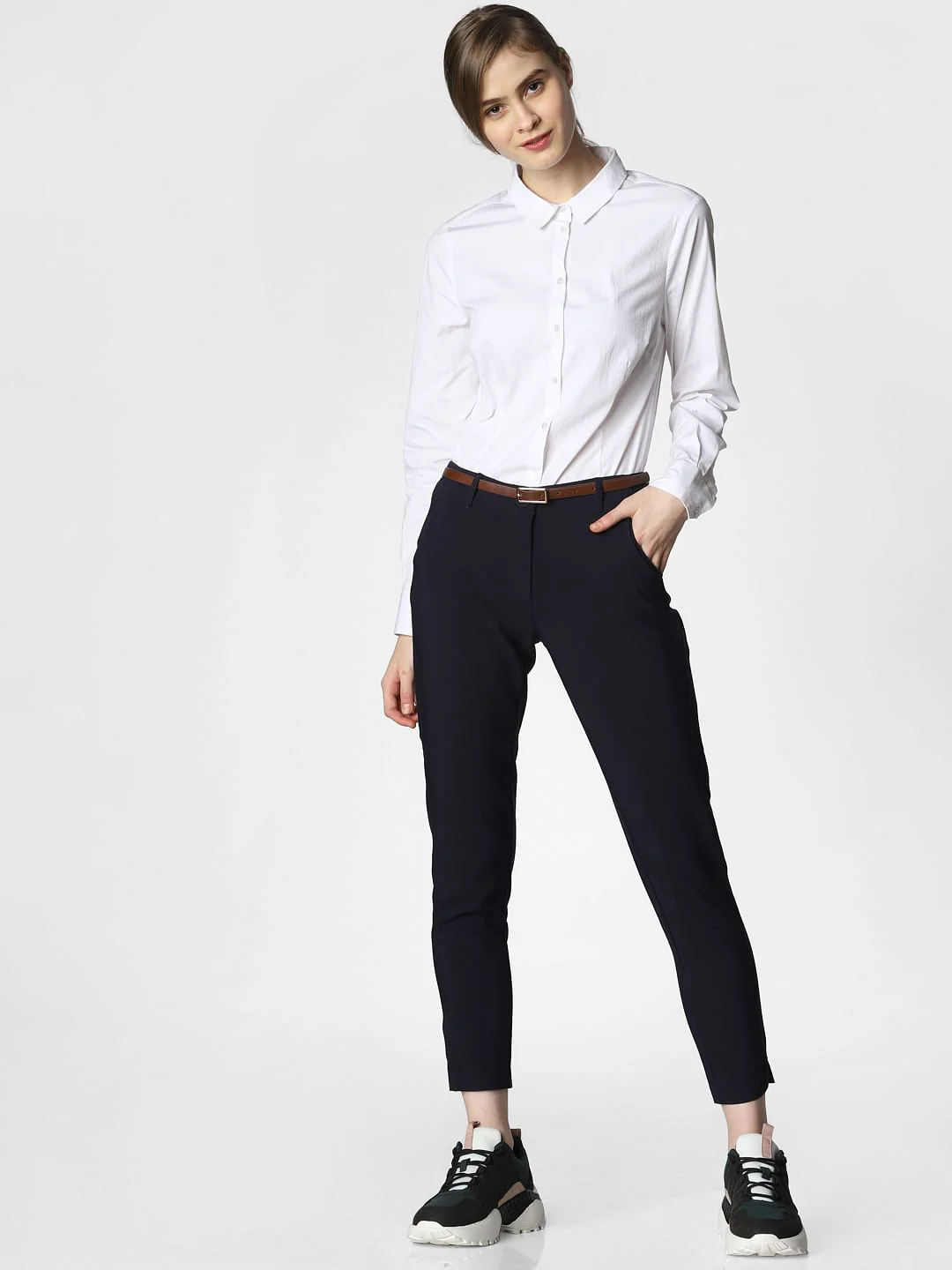 Navy Blue Mid Rise Chino Pants - Image 5