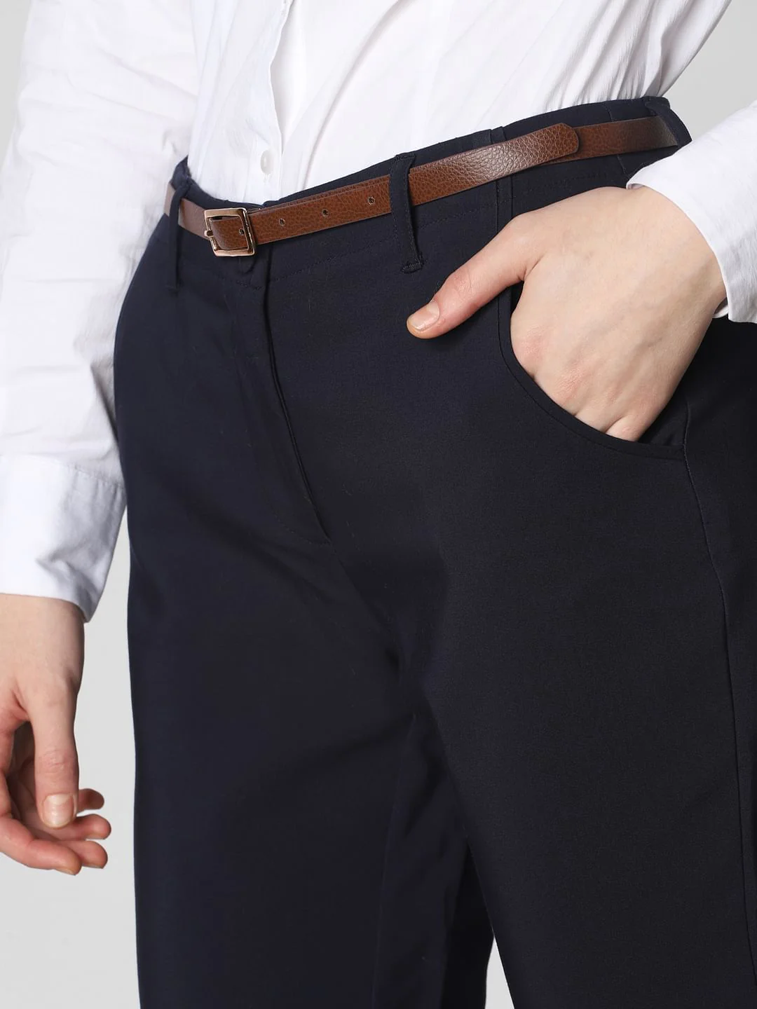Navy Blue Mid Rise Chino Pants - Image 6