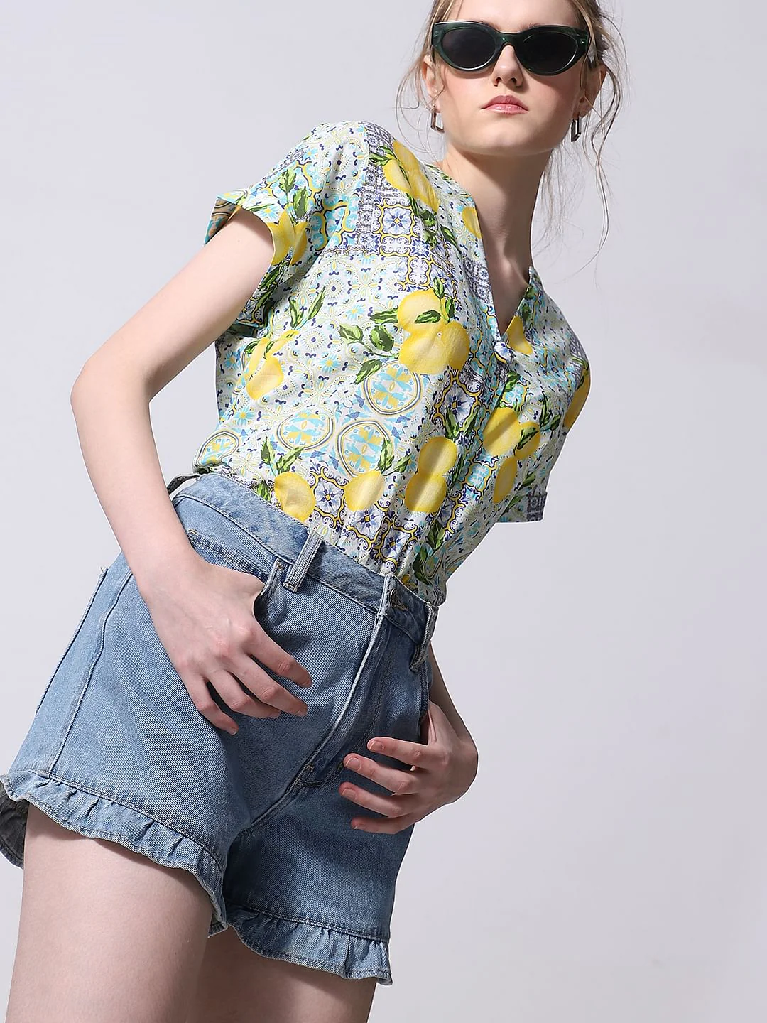 Yellow Lemon Printed Top