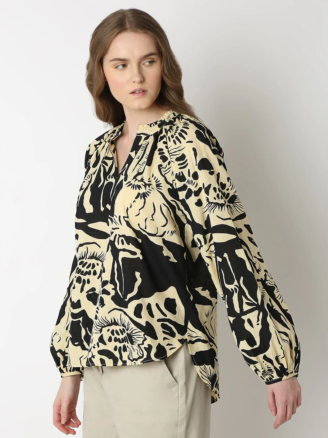 Beige Abstract Print Top - Image 3