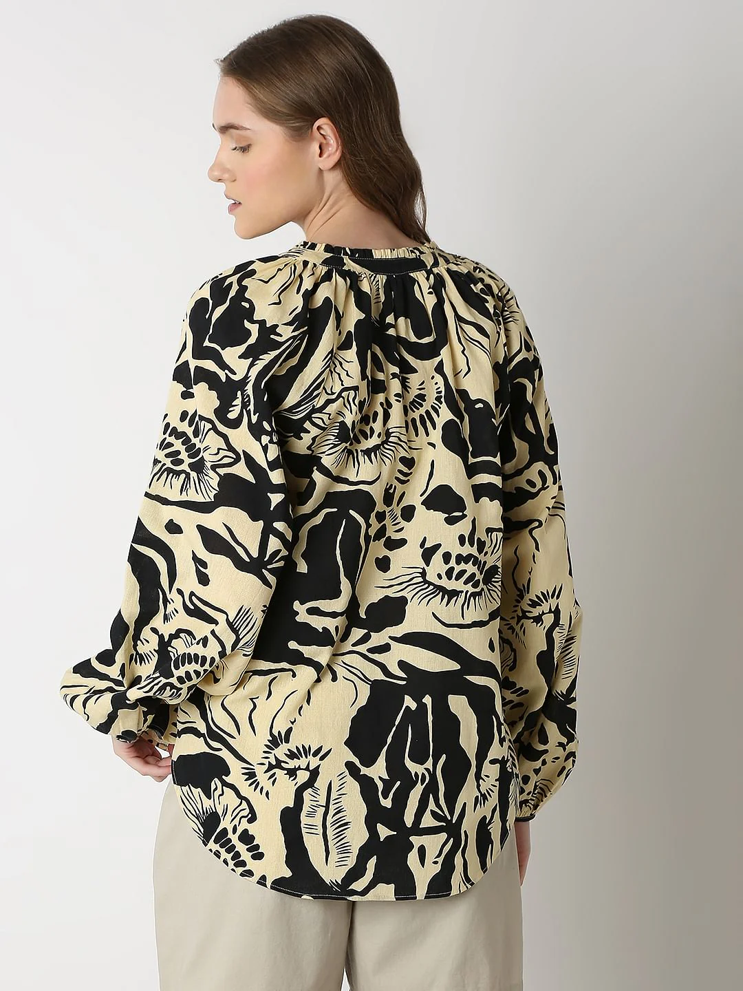 Beige Abstract Print Top - Image 4
