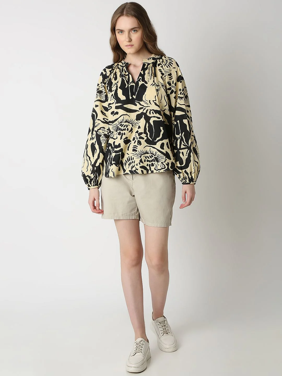 Beige Abstract Print Top - Image 5