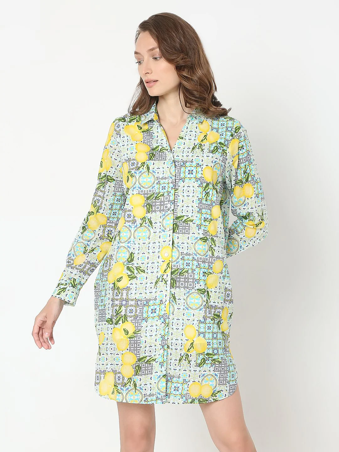 Green Printed Shirt Dress - Image 2
