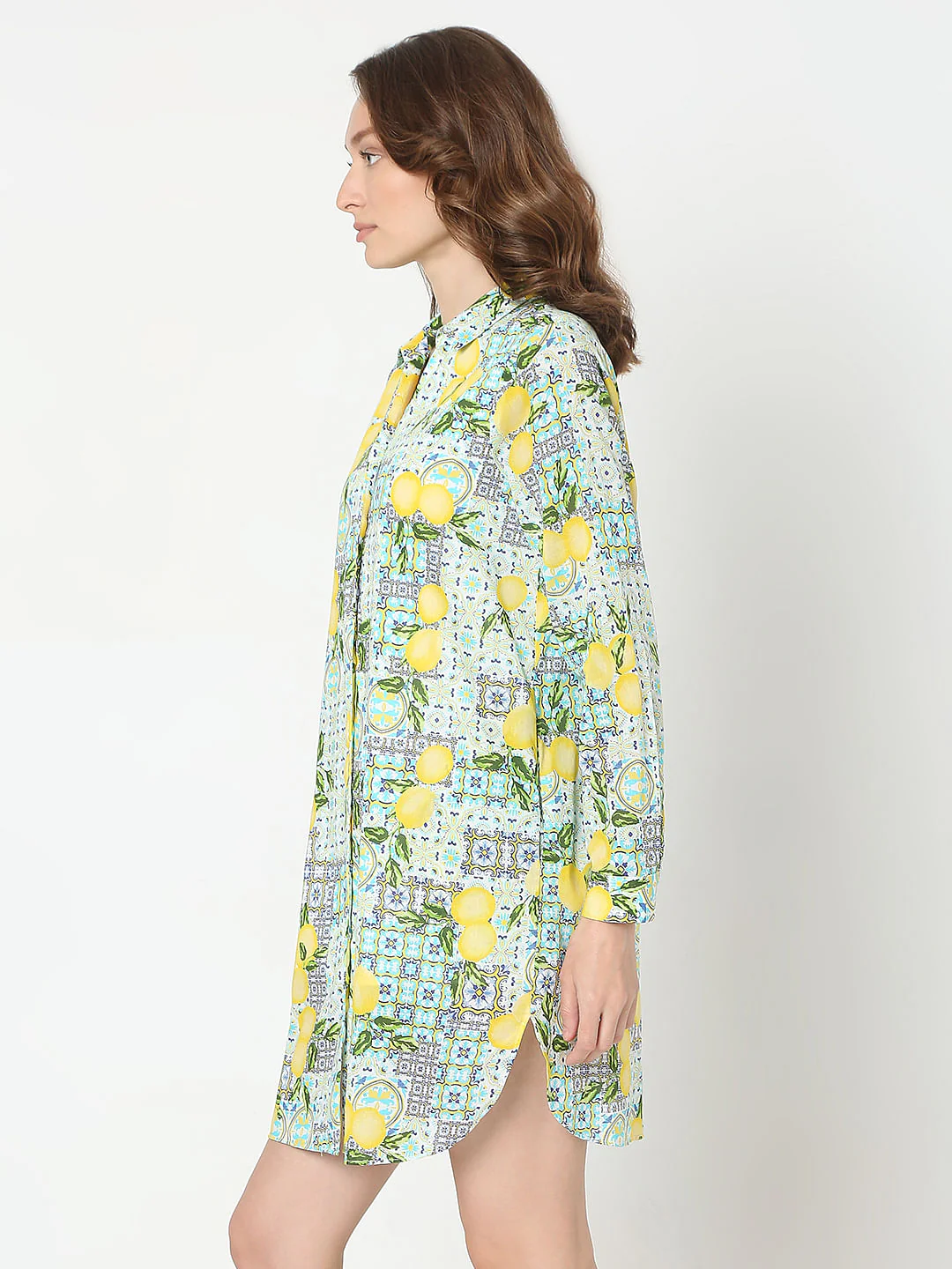 Green Printed Shirt Dress - Image 3