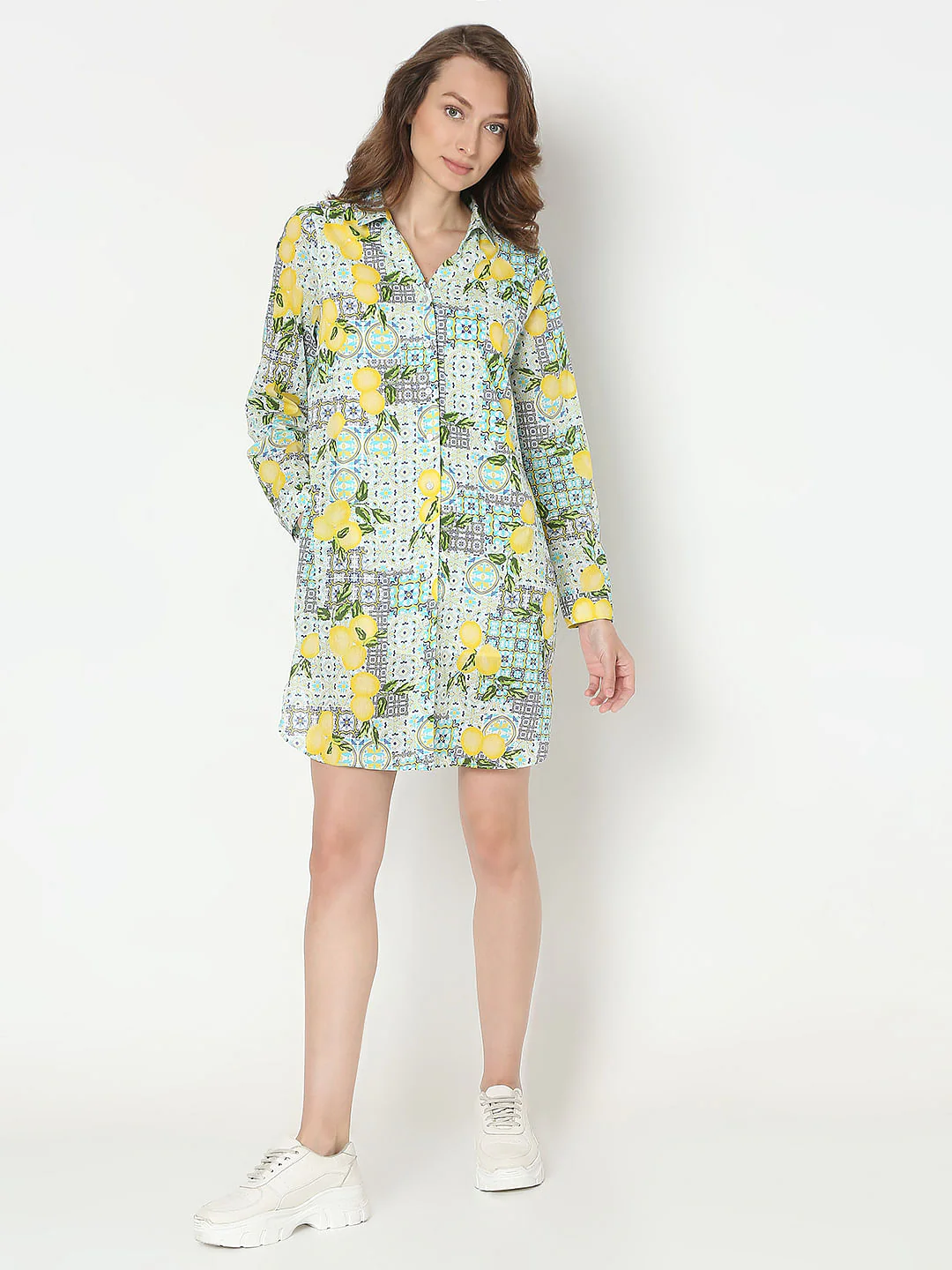 Green Printed Shirt Dress - Image 5