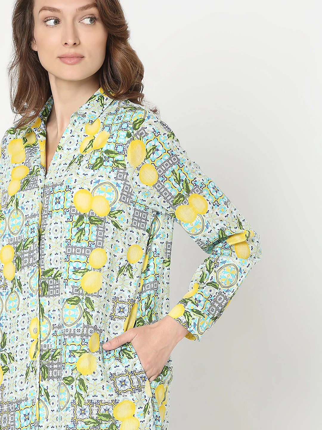 Green Printed Shirt Dress - Image 6