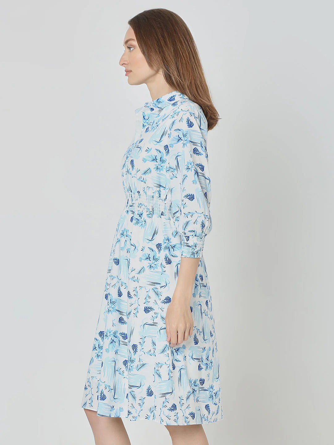 Light Blue Printed Shirt Dress - Image 3