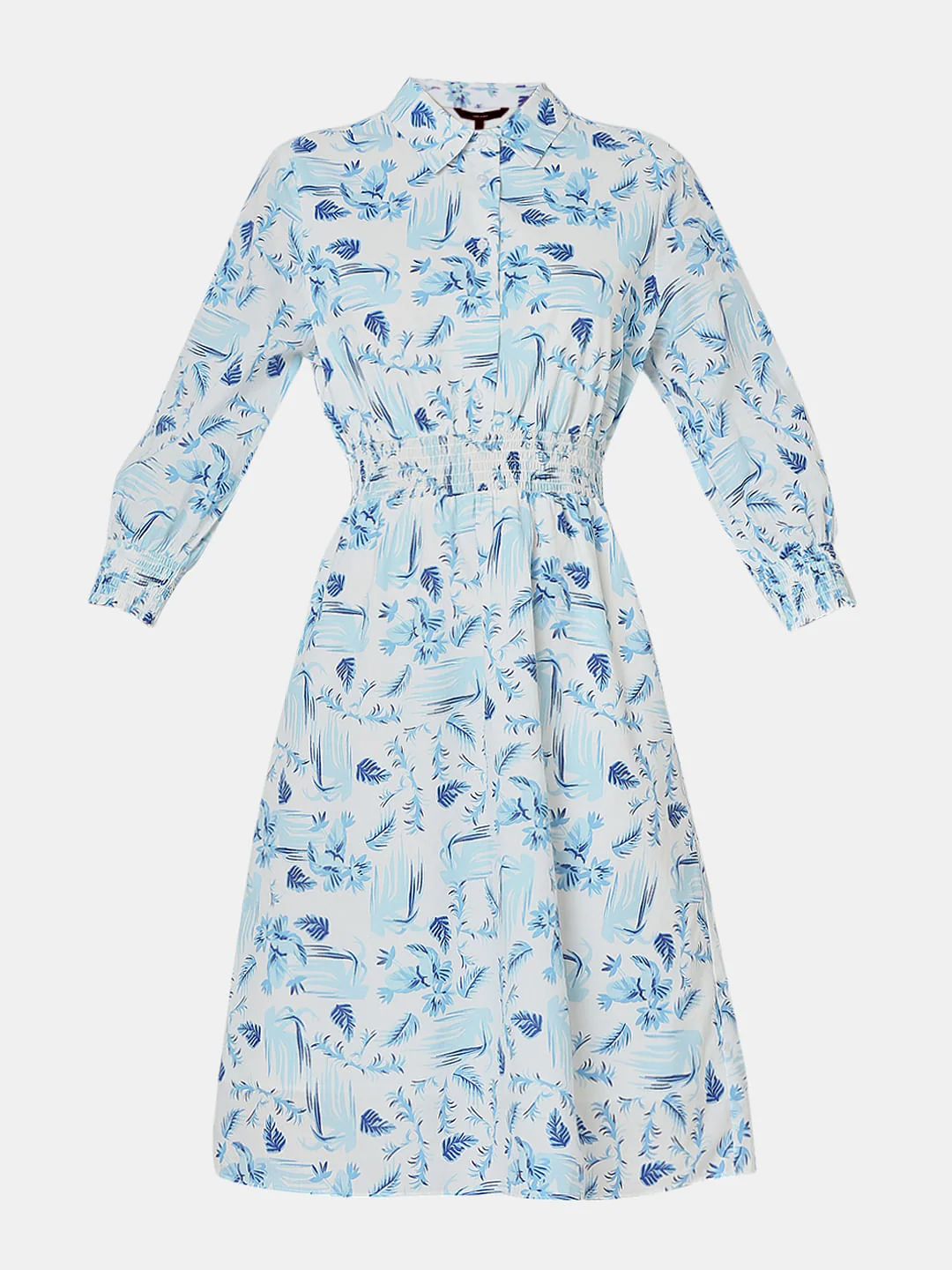 Light Blue Printed Shirt Dress - Image 7