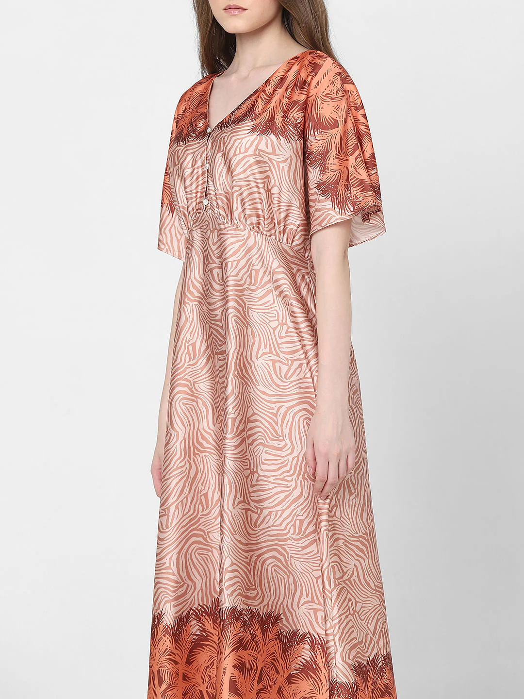 Orange Printed Midi Dress - Image 5
