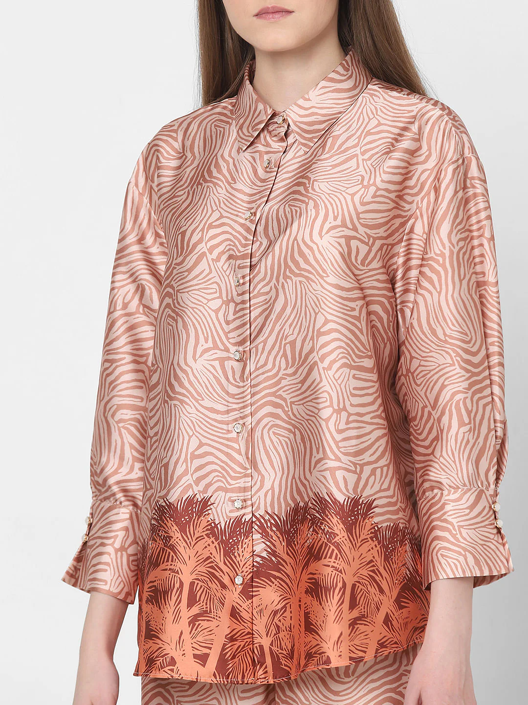 Orange Printed Co-Ord Set Shirt - Image 6