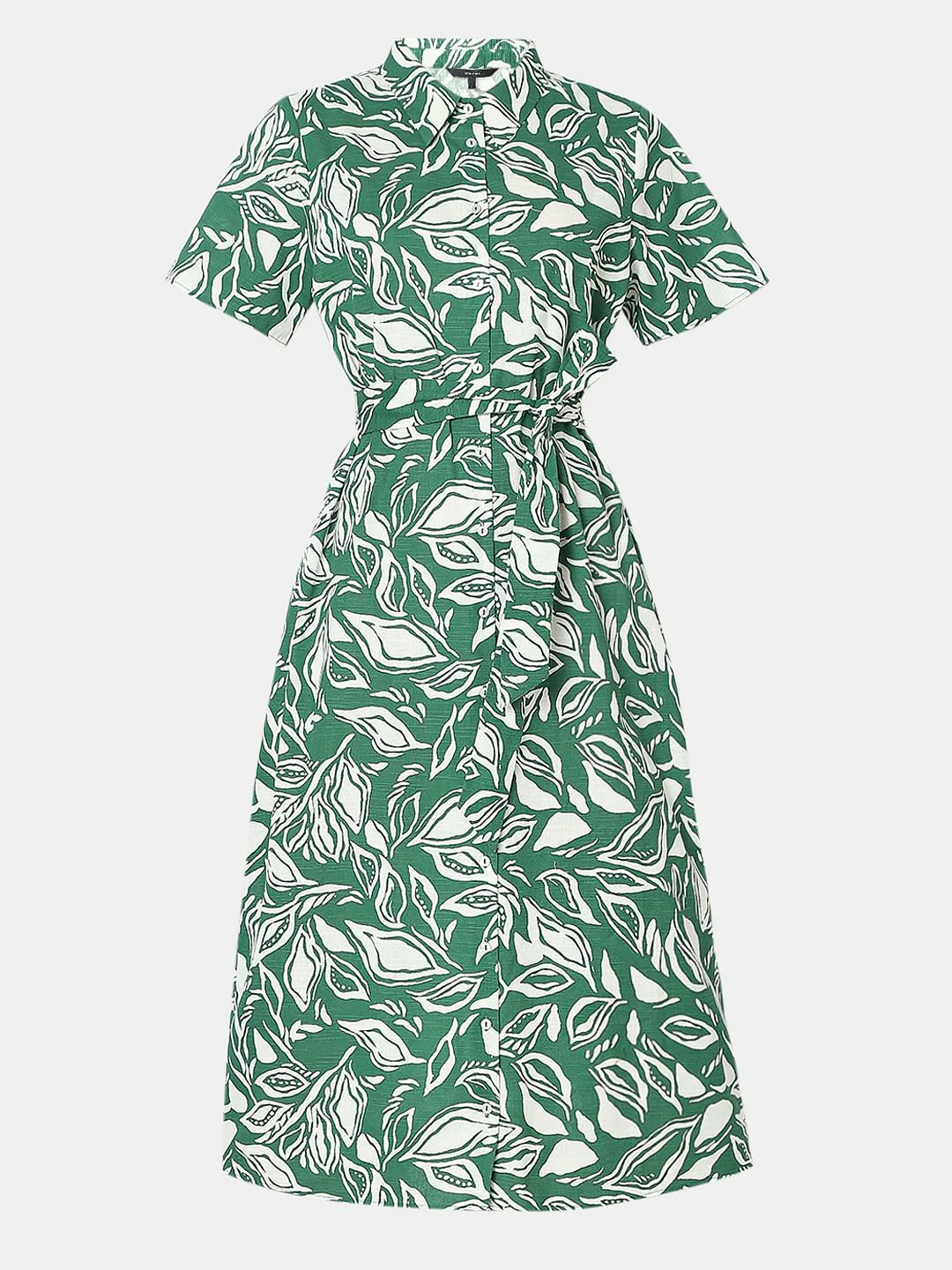 Green Abstract Print Shirt Dress - Image 6