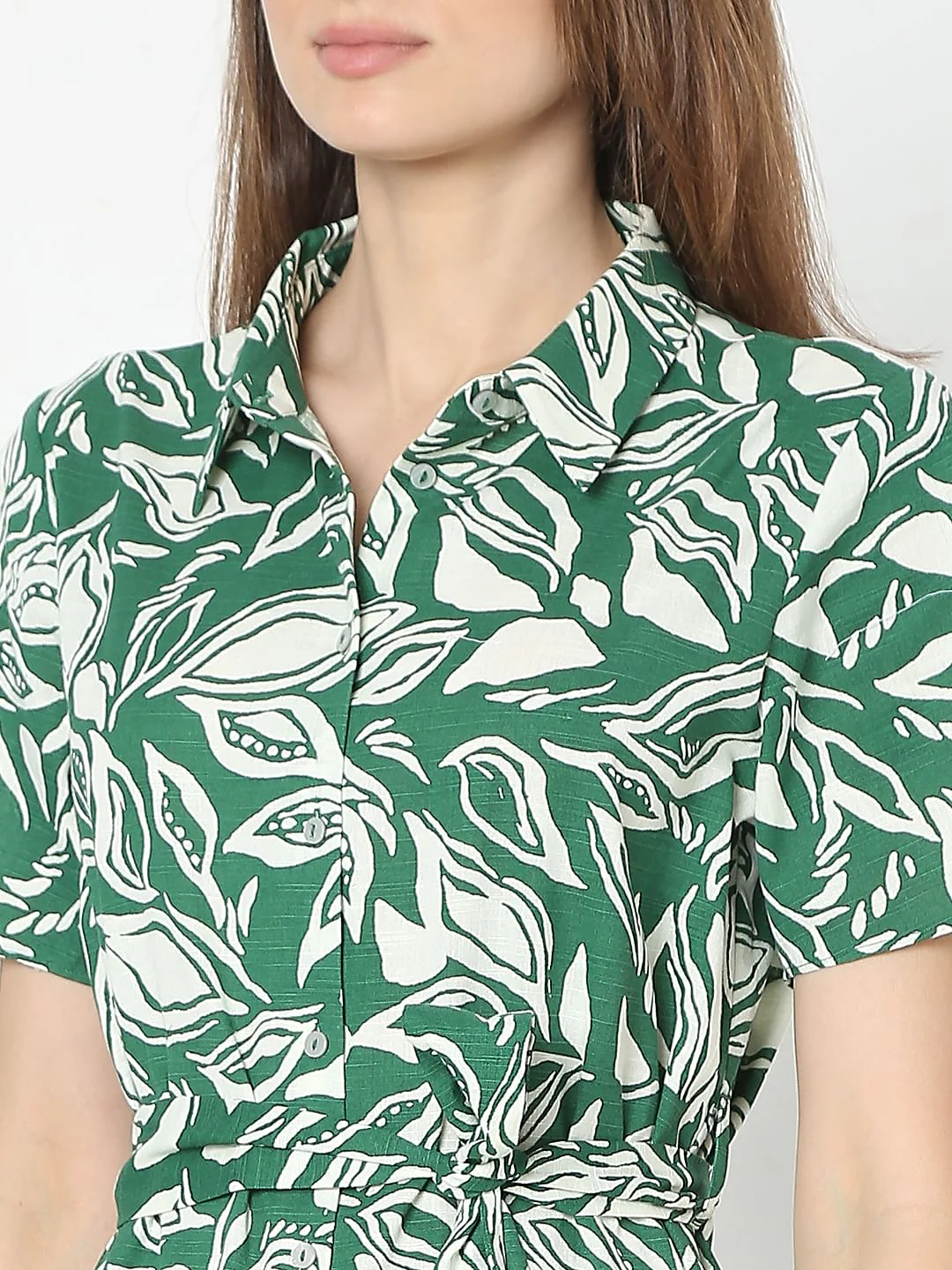 Green Abstract Print Shirt Dress - Image 7