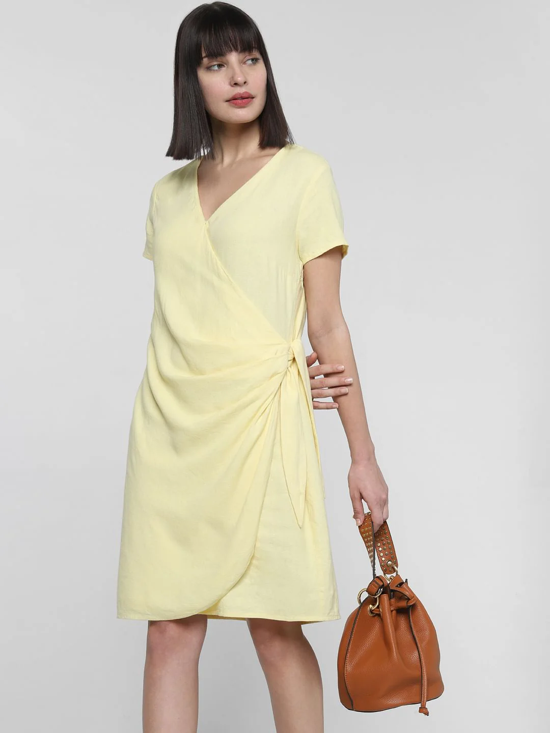 Lemon Yellow Knot Shift Dress - Image 2