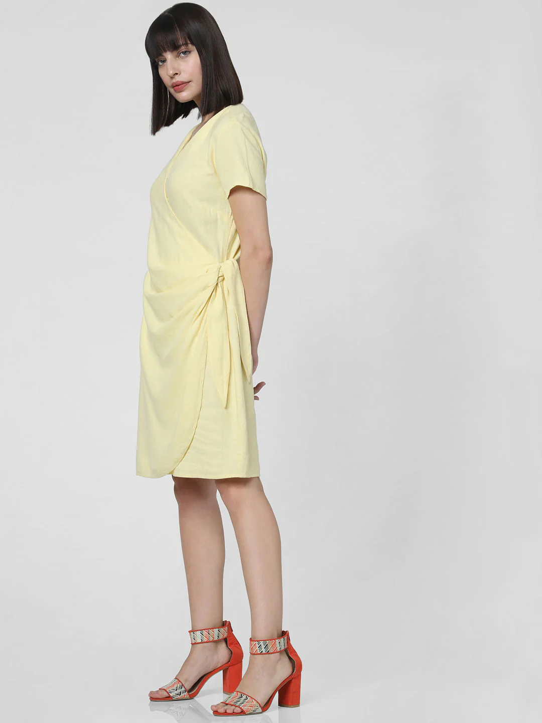 Lemon Yellow Knot Shift Dress - Image 3