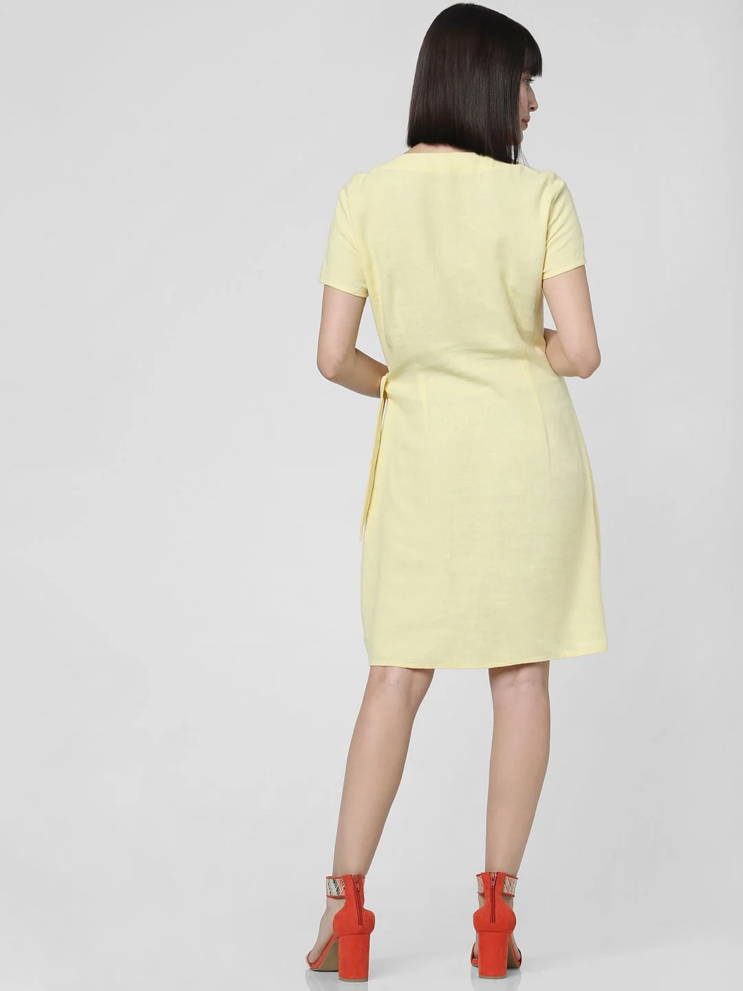 Lemon Yellow Knot Shift Dress - Image 4