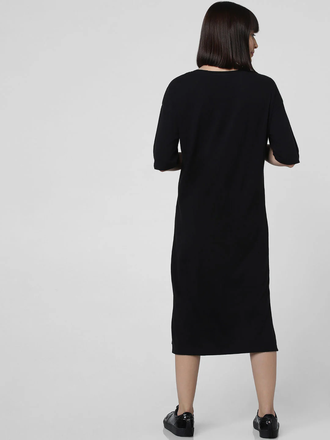 Black Text Print Midi Dress - Image 4