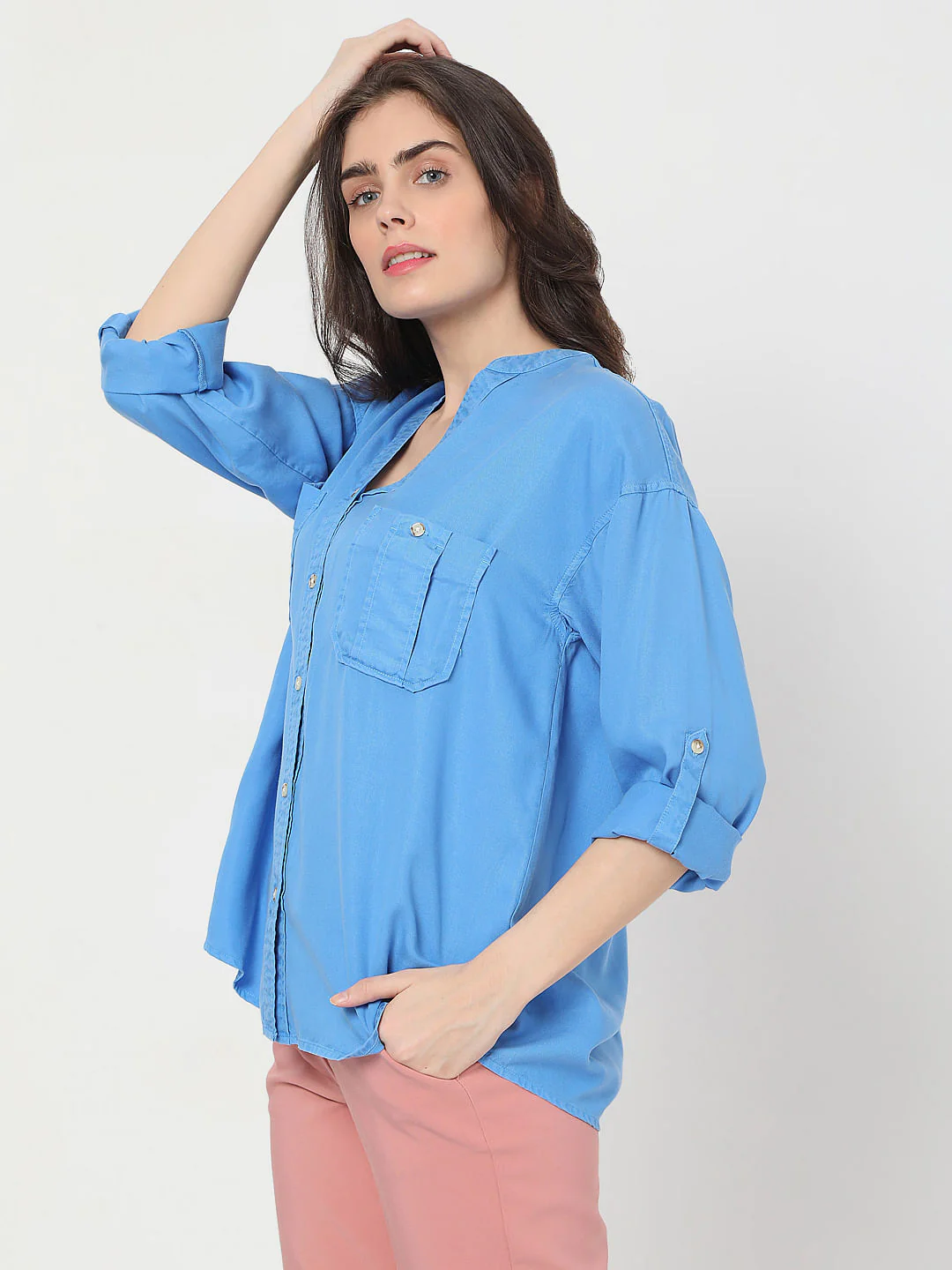 Blue Box Pleat Pocket Shirt - Image 3