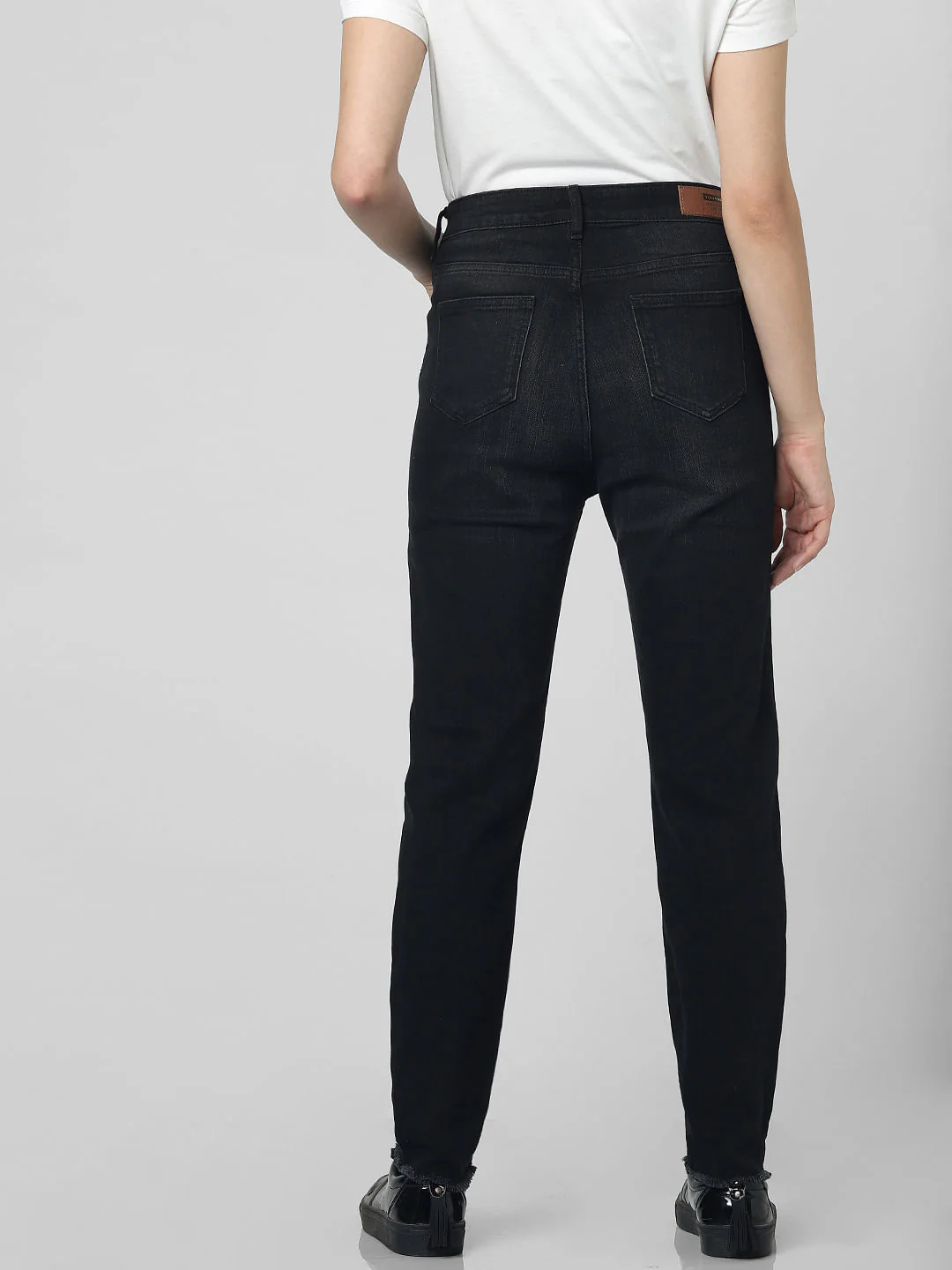 Dark Grey High Rise Knee Slit Skinny Jeans - Image 4