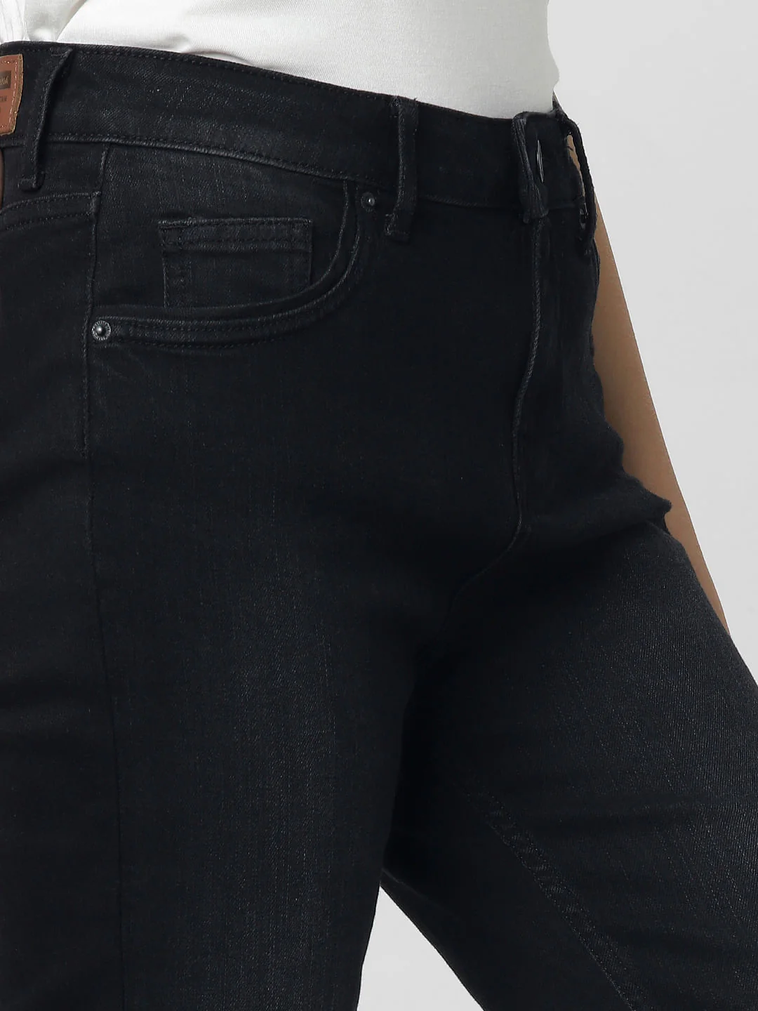 Dark Grey High Rise Knee Slit Skinny Jeans - Image 5