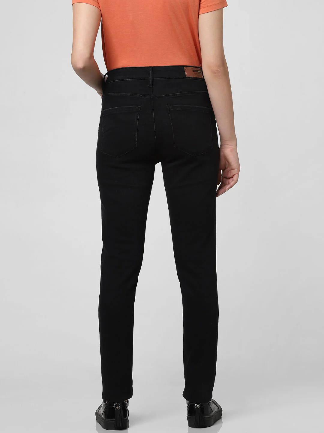 Dark Grey Mid Rise Tape Detail Skinny Jeans - Image 4