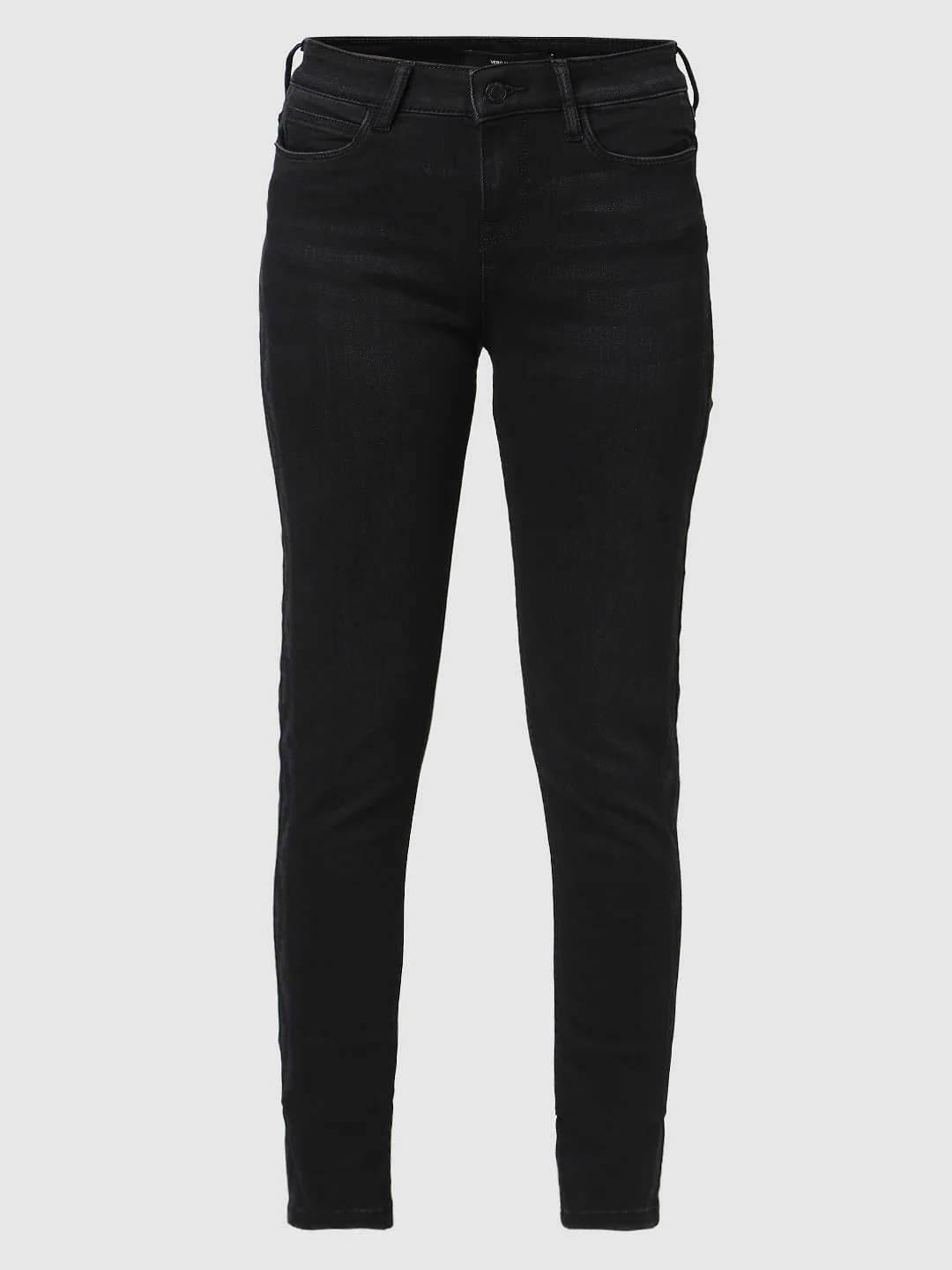 Dark Grey Mid Rise Tape Detail Skinny Jeans - Image 7