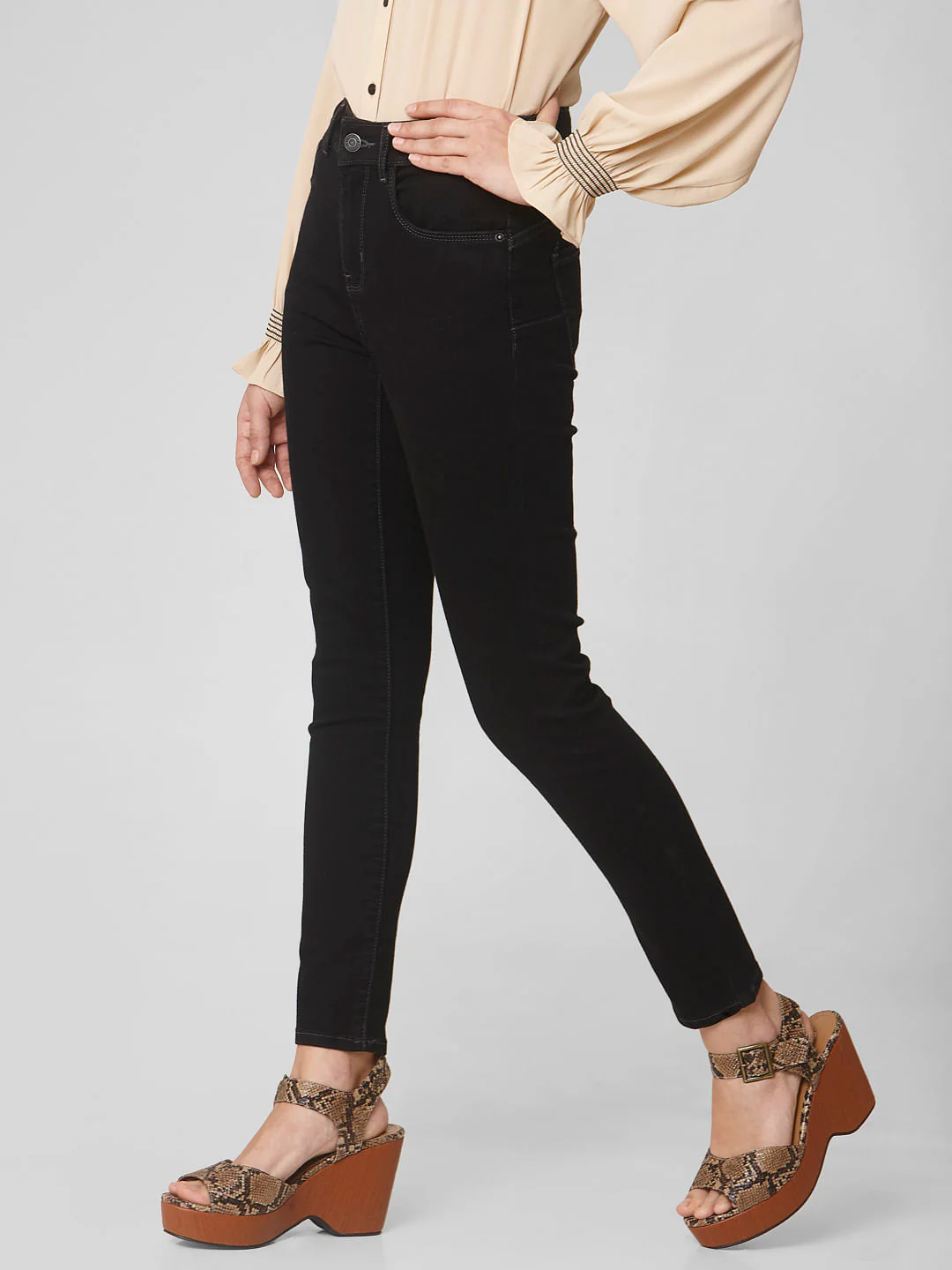Black Mid Rise Skinny Fit Jeans - Image 3