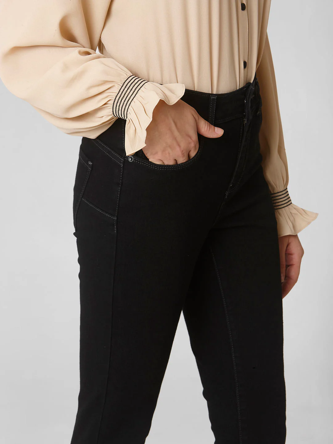 Black Mid Rise Skinny Fit Jeans - Image 5