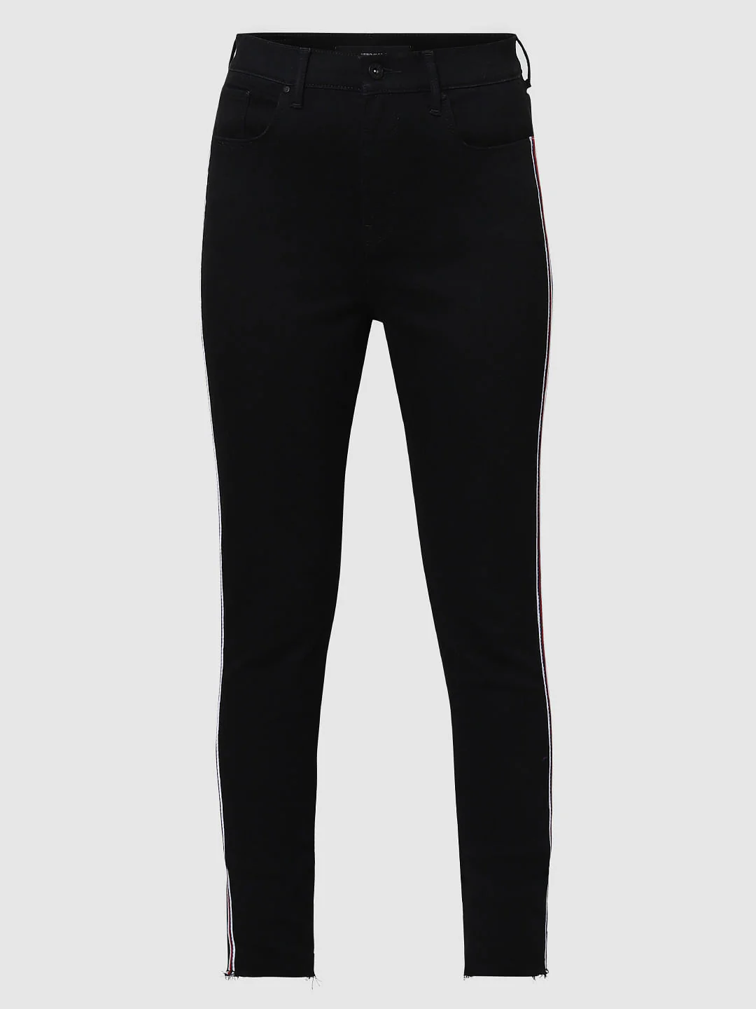 Black High Rise Tape Detail Skinny Fit Jeans - Image 7